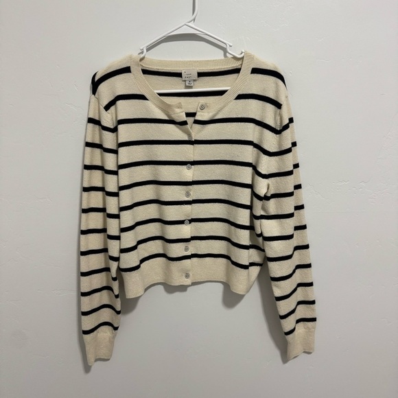 a new day Sweaters - Striped button up cardigan sweater medium